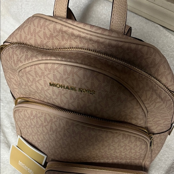 Michael Kors Beige Monogram Backpack and Wallet - Picture 3 of 7